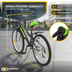 Actionbikes Kinderfahrrad Arrow 24 Zoll, Gangschaltung, V-Brake-Bremsen, verstellbar, Diamantrahmen