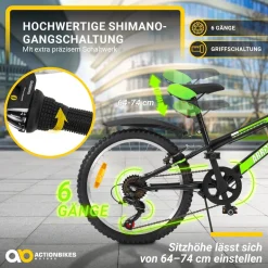 Actionbikes Kinderfahrrad Arrow 20 Zoll, Gangschaltung, V-Brake-Bremsen, verstellbar, Diamantrahmen