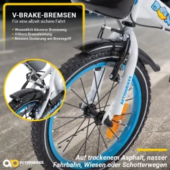 Actionbikes Kinderfahrrad Donaldo 16 Zoll, V-Brake-Bremsen, höhenverstellbar, Stützräder, Korb