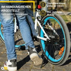 Actionbikes Kinderfahrrad Donaldo 20 Zoll, V-Brake-Bremsen, höhenverstellbar, Seitenständer, Korb