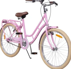 Actionbikes Kinderfahrrad Retrostar 24 Zoll, Rosa, Fahrradständer, Gepäckträger, Sattel gefedert (Rosa)