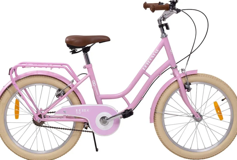 Actionbikes Kinderfahrrad Retrostar 20 Zoll, Rosa, Fahrradständer, Gepäckträger, Sattel gefedert (Rosa)