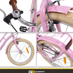 Actionbikes Kinderfahrrad Retrostar 20 Zoll, Rosa, Fahrradständer, Gepäckträger, Sattel gefedert (Rosa)