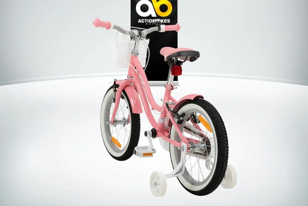 Actionbikes Kinderfahrrad Starlight 16 Zoll, Rosa, Stützräder, Fahrradkorb, Klingel, Kettenschutz (Classic)