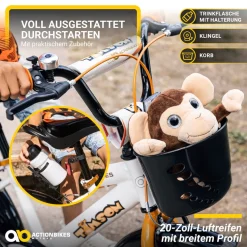Actionbikes Kinderfahrrad Timson 20 Zoll, V-Brake-Bremsen, höhenverstellbar, Fahrradständer, Korb