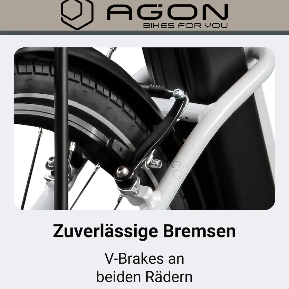 Agon Aurora 28 Zoll E-Bike 28 Zoll Citybike bis 130 km Damen Herren 150 - 175 cm Pedelec Elektrofahrrad 3 Gang und Beleuchtung StVZO