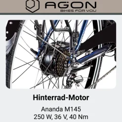 Agon Avesa E Bike Trekkingrad Herren ab 155 cm mit Nabenmotor Pedelec Trekking Fahrrad mit 21 Gang und Beleuchtung StVZO