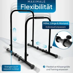 ArtSport Dip Barren - Dip Station bis 500 kg - Liegestützgriffe - verstellbar - Push Up Bar Schwarz