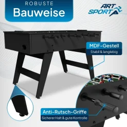 Artsport Tischkicker ProKick - MDF-Kickertisch mit Torzähler & Anti-Rutsch-Griffen – Schwarz