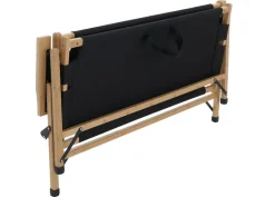 Bambus Campingbank MCW-Q40, Outdoorbank Picknickbank Gartenbank, klappbar Tragegriff Stoff/Textil 117cm ~ schwarz