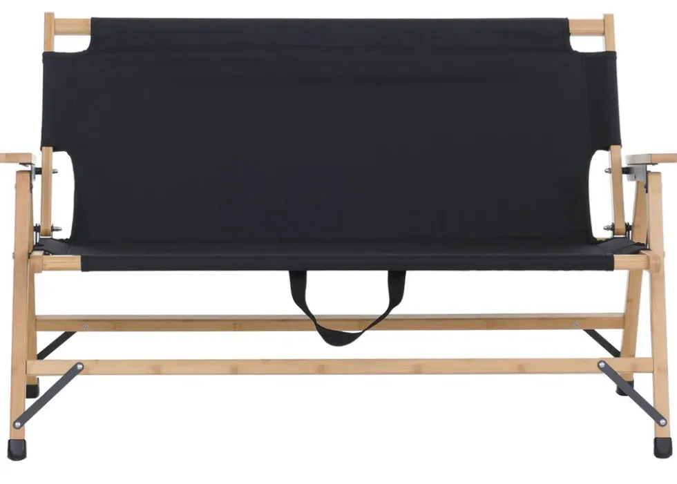 Bambus Campingbank MCW-Q40, Outdoorbank Picknickbank Gartenbank, klappbar Tragegriff Stoff/Textil 117cm ~ schwarz