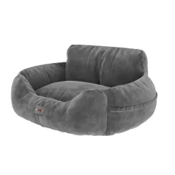 BENNO® Hundesitz BUDDY Autositz für Hunde 55x45x30 cm anthrazit – stabiler Autokorb mit rutschfestem Boden, weicher Polsterung, Gurten & waschbarem Kissen