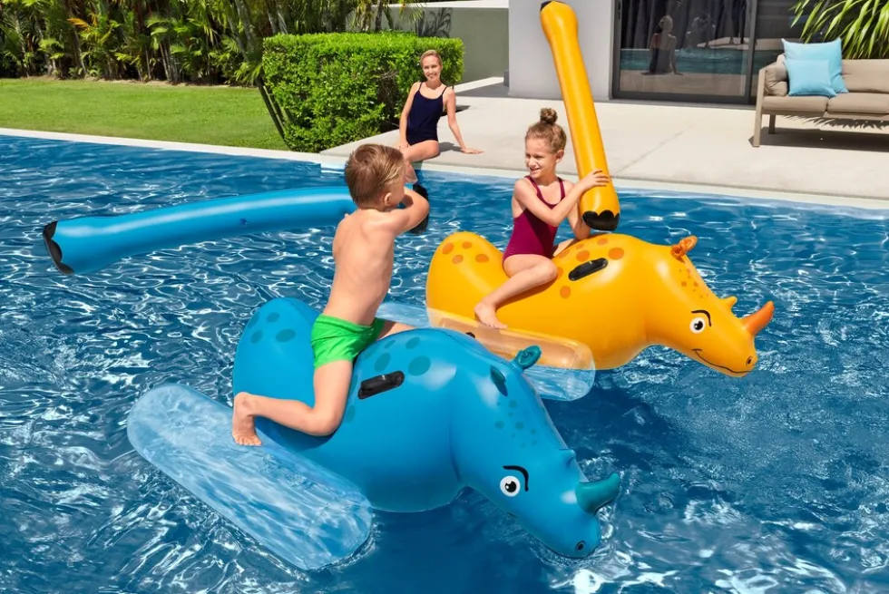Bestway Poolspiel Nashorn Kinder Wasser Spielzeug 148cm für 2 Personen Poolspiel