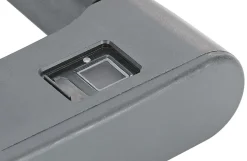 Bügelschloss mit Fingerabdrucksensor, inkl. 2 Laser-Cut Schlüssel, inkl. Li-Ionen Akku, aufladbar per USB-C, inkl. Rahmenhalterung, Gummiummantelung