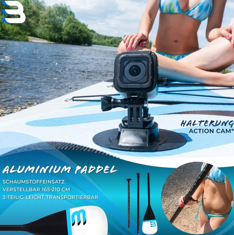 Bluemarina SUP Board Mapuna Sport, Kickpad, Double Layer, Paddel, Pumpe, Rucksack, 5J Garantie