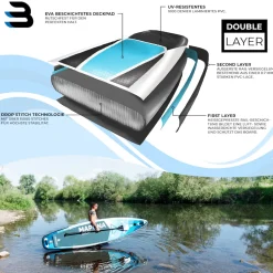 Bluemarina SUP Board Mapuna Sport, Kickpad, Double Layer, Paddel, Pumpe, Rucksack, 5J Garantie