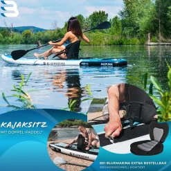 Bluemarina SUP Board Mapuna Sport, Kickpad, Double Layer, Paddel, Pumpe, Rucksack, 5J Garantie