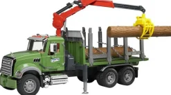 Bruder bruder 02824 MACK Granite Holztransport-LKW, Ladekran, Greifer + 3 Baumstämme