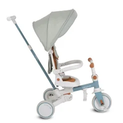 Byox Dreirad, Tricycle Compacto 4 in 1 Schiebegriff klappbar Gurt umbaubar EVA blau