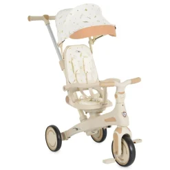Byox Dreirad, Tricycle Juno 4 in 1 Laufrad Schiebegriff Sitzdrehung Sonnendach weiß beige