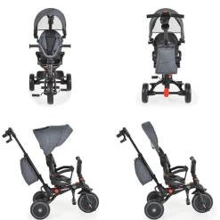 Byox Dreirad Tricycle Pluto, faltbar, EVA-Reifen, Schiebestange, Sitz drehbar grau