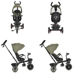 Byox Dreirad, Tricycle Summer, Fußstütze klappbar, Musik, Becherhalter, Körbe grün
