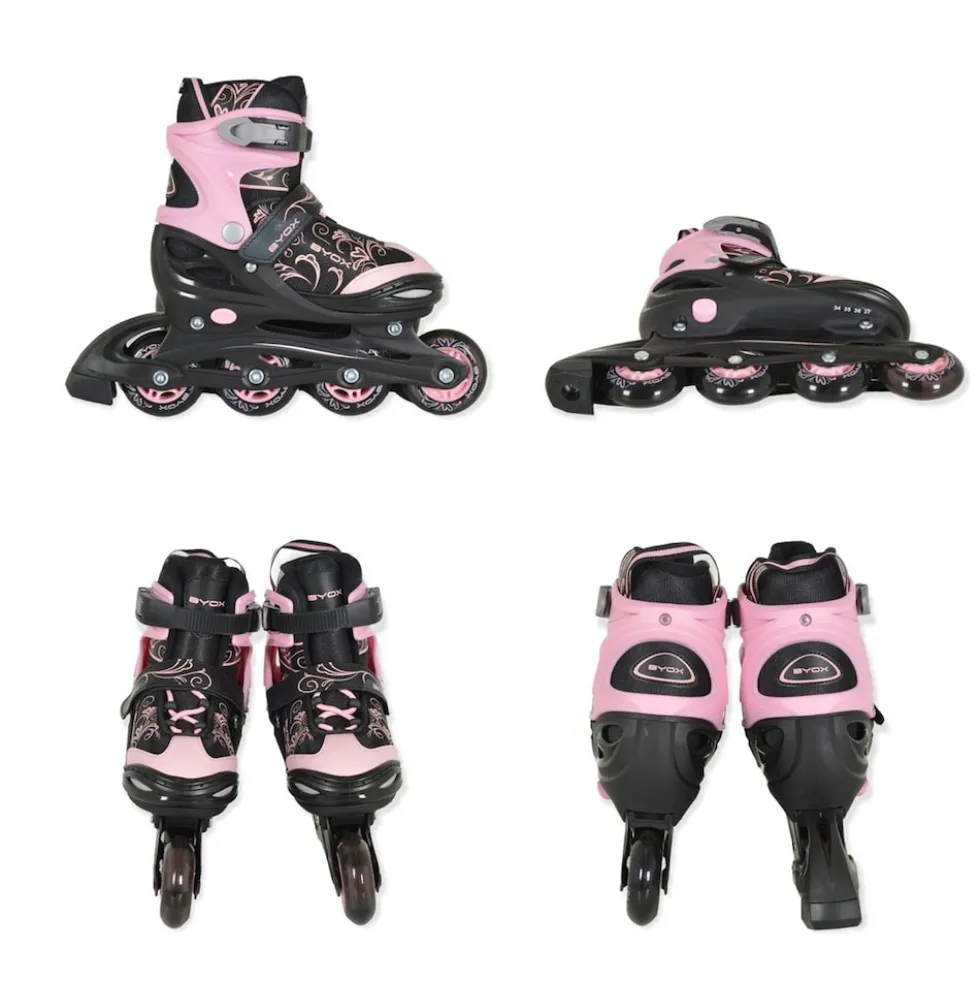 Byox Inliner 2 in 1 Double pink Rollschuhe, PU-LED-Räder, verschiedene Größen S (Gr.30-33)