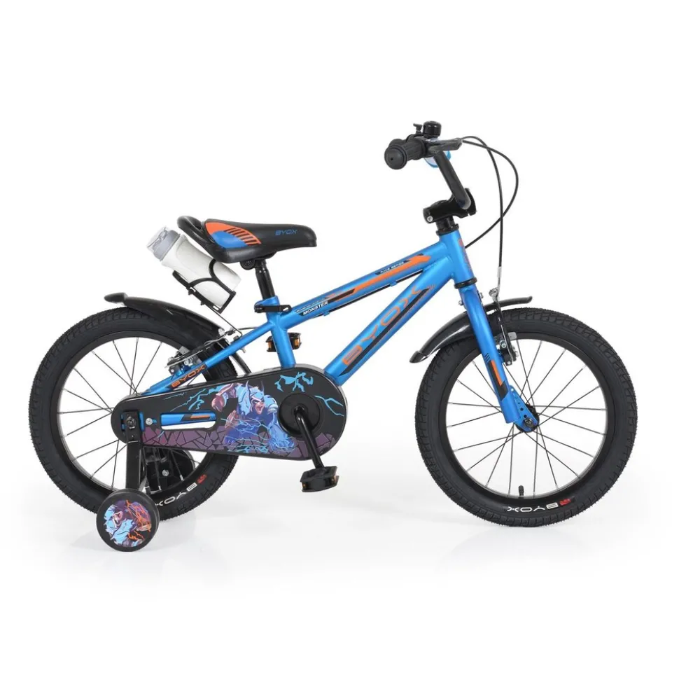 Byox Kinderfahrrad 16" Monster blau, Stützräder, Reflektoren, einstellbar