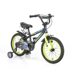 Byox Kinderfahrrad Monster 16 Zoll schwarz, Stützräder, Metall-Rahmen, Klingel