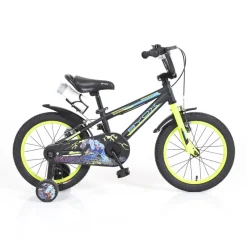 Byox Kinderfahrrad Monster 16 Zoll schwarz, Stützräder, Metall-Rahmen, Klingel