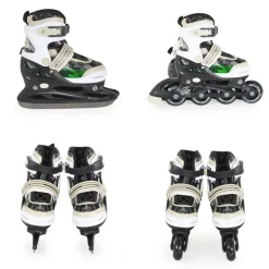 Byox Kinder Inliner, Schlittschuhe 2 in 1 Iceberg PU-Räder Schnürrsenkel Tasche Größe M (34-37)