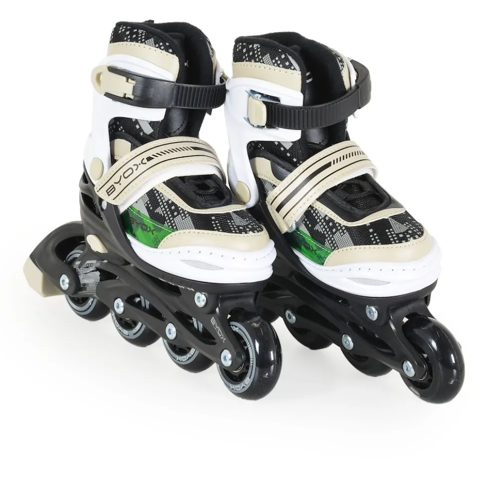 Byox Kinder Inliner, Schlittschuhe 2 in 1 Iceberg PU-Räder Schnürrsenkel Tasche Größe M (34-37)