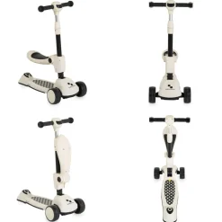 Byox Kinderroller Checkmate 2 in 1 Laufrad, Sound, Licht, Lenkerhöhe verstellbar weiß