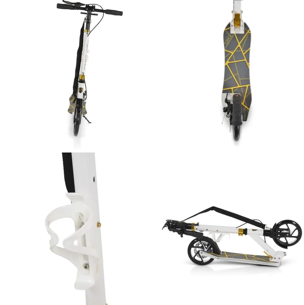 Byox Kinderroller Chic PU-Räder, LED-Licht, ABEC-7 Lager, Seitenständer, faltbar weiß