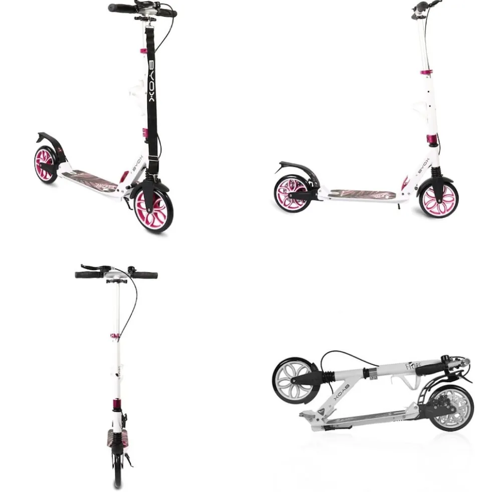 Byox Kinderroller Fiore klappbar Stoßdämpfer Flaschenhalter Bremse bis 100 kg pink
