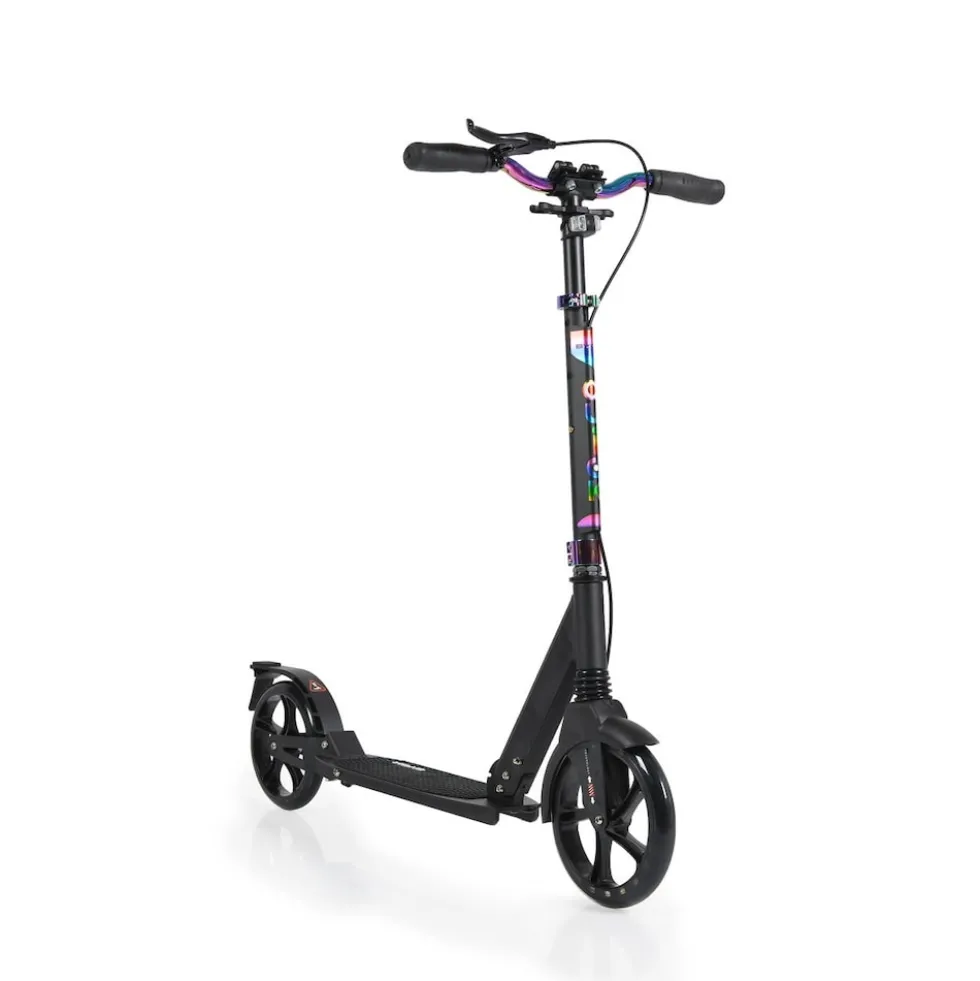 Byox Kinderroller Quick klappbar, Handbremse, Seitenständer, LED-Scheinwerfer schwarz