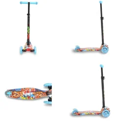 Byox Kinderroller Rapture, Aluminium Scooter mit LED-Rädern, Wassertransferdruck blau