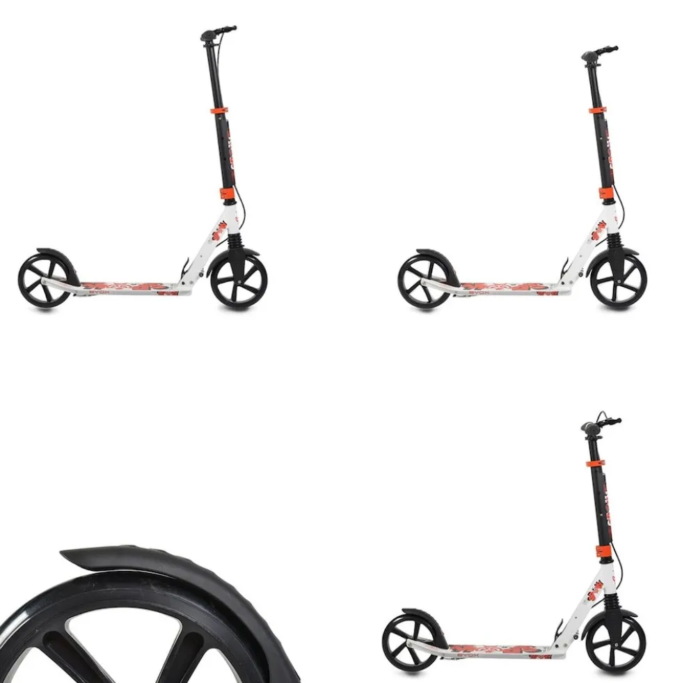 Byox Kinderroller Spooky klappbar, bis 100 kg, Bremse, Stoßdämpfer vorne, ABEC-7 weiß