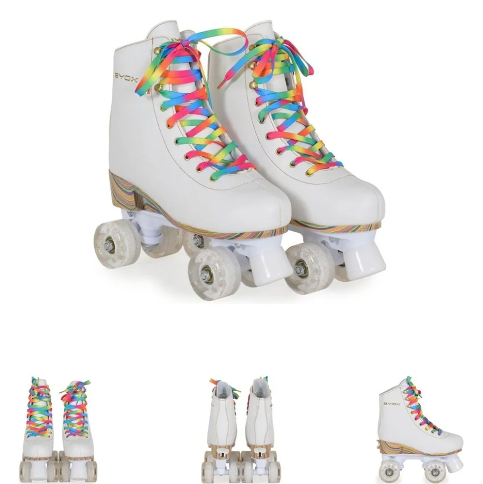Byox Rollschuhe Donna weiß, PU-Rollen mit Glitzer, ABEC-5 Lager, versch. Größen Gr. 27-30