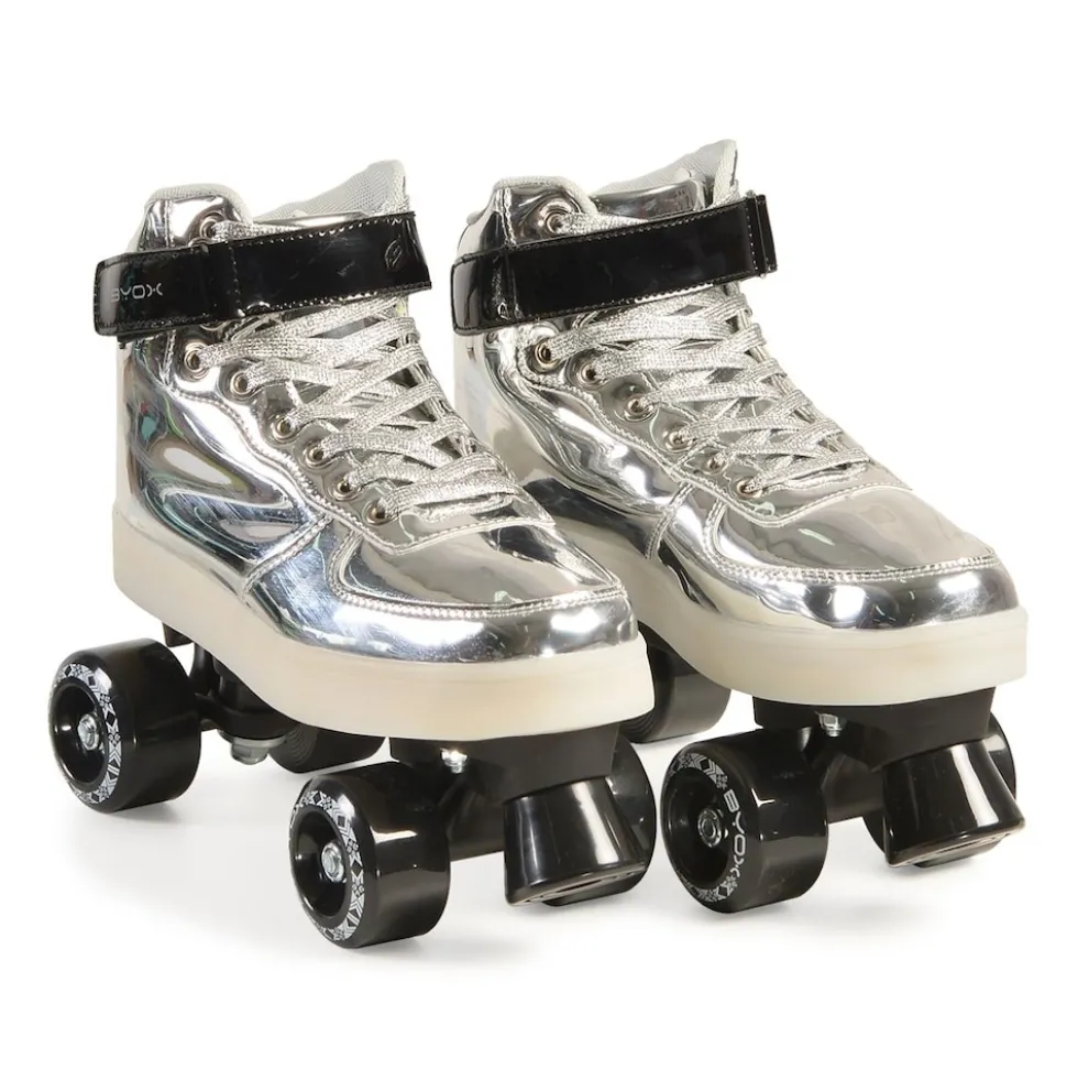 Byox Rollschuhe Silver PVC-Räder Sohle mit Licht Lager 608ZB Größe M (35-36)