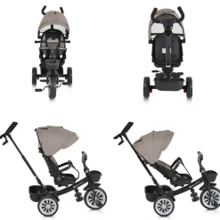 Byox Tricycle Space 3 in 1 Dreirad Getränkehalter, Korb, Schiebegriff, EVA-Räder beige