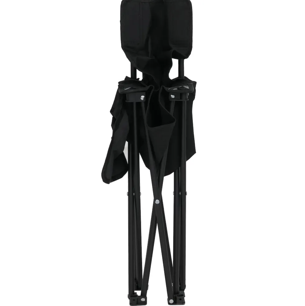 Campingset MCW-Q39, Tisch 4x Stuhl Klappstuhl Anglerstuhl faltbar, Metall Stoff ~ schwarz