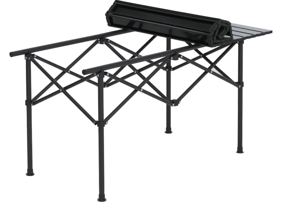 Campingset MCW-Q39, Tisch 4x Stuhl Klappstuhl Anglerstuhl faltbar, Metall Stoff ~ schwarz