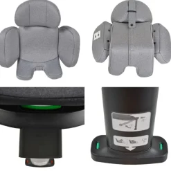 Cangaroo Kindersitz Hoku i-Size (40-150cm) Gruppe 0+/1/2/3, Isofix, Stützfuß grau