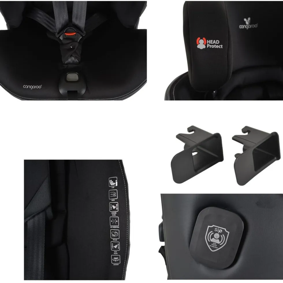Cangaroo Kindersitz i-Size Castor (40-150cm) Gruppe 0/1/2/3 Isofix, Kopfschutz grau