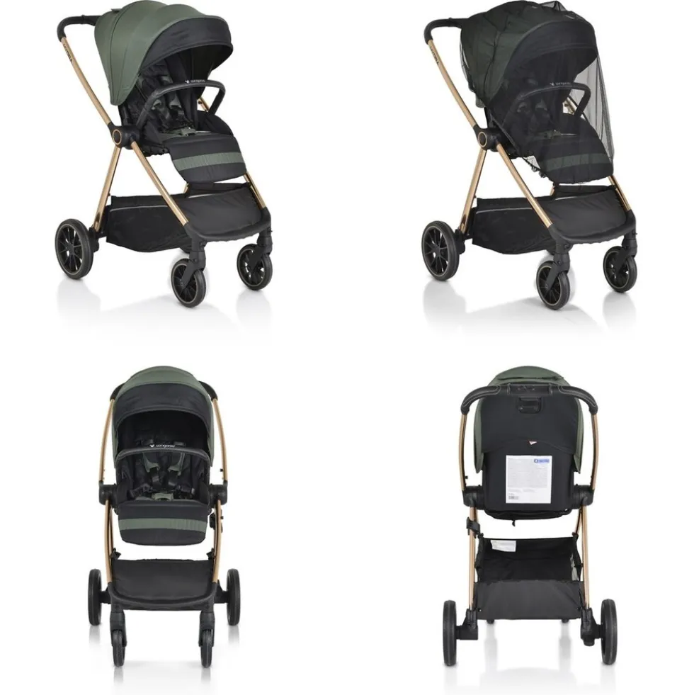 Cangaroo Kinderwagen 2 in 1 Hydra Babywanne Sportsitz Fußabdeckung Moskitonetz grün