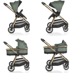 Cangaroo Kinderwagen 2 in 1 Hydra Babywanne Sportsitz Fußabdeckung Moskitonetz grün