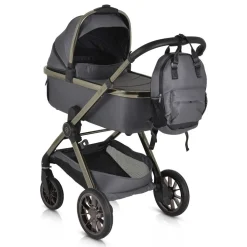 Cangaroo Kinderwagen 2 in1 iClick klappbar, Wickeltasche, Sportsitz, Babywanne grau