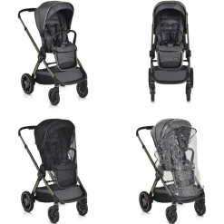 Cangaroo Kinderwagen 2 in1 iClick klappbar, Wickeltasche, Sportsitz, Babywanne grau
