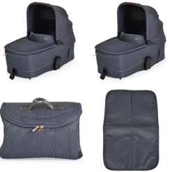 Cangaroo Kombikinderwagen Celebrity 2 in 1 Stoßdämpfer PU-Rollen Wickeltasche dunkelgrau